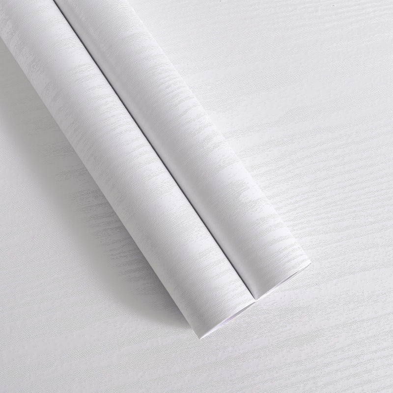 Abyssaly ï»¿White Contact Paper 15.7" X 118",Peel and Stick Waterproof Vinyl Wallpaper Without Passing Through The Primary Colors,White Real Wood Grain Wallpaper for Cabinets Kitchen Furniture - Image 1